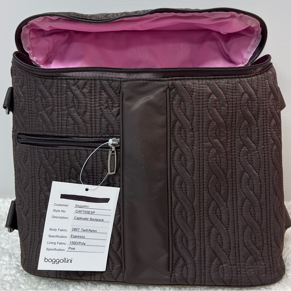Baggallini Quilted Captivate Backpack Messenger Sholder Bag - Dark Brown NWOT - Picture 7 of 16